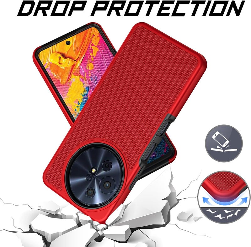 Mocotto for TCL 60 XE NXTPAPER 5G/TCL 50 XL 5G Case with Tempered Glass Screen Protector,Dual Layer Heavy Duty Shockproof Protection (Red) - Image 4
